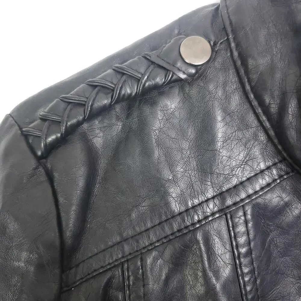 Therapy Jacket Womens Size M Faux Leather Moto Biker Motorcycle Edgy Zip Up